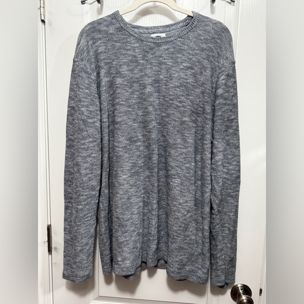 Old Navy crewneck sweater Mens XL marled Heather gray preppy classic golf career